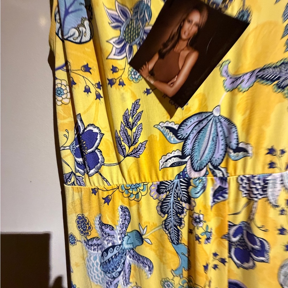 IMAN Yellow and Blue Floral Maxi Dress - Picture 16 of 16